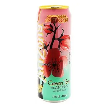 A can of Arizona Georgia Peach Green Tea 685ml