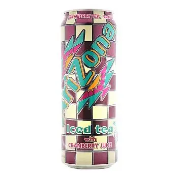 A large can of Arizona Iced Tea with Cranberry juice