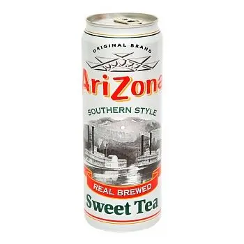 A large can of Arizona Southern Style Sweet Tea