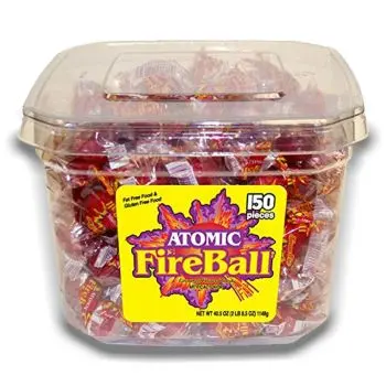 American Sweets - A bulk tub of 150 atomic fireballs,  cinnamon flavour American candy balls.