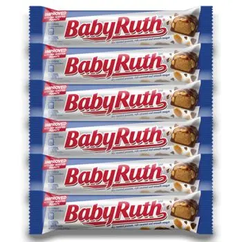 American Sweets - A pack of 6 Baby Ruth American candy bars made with peanuts, caramel and smooth nougat.
