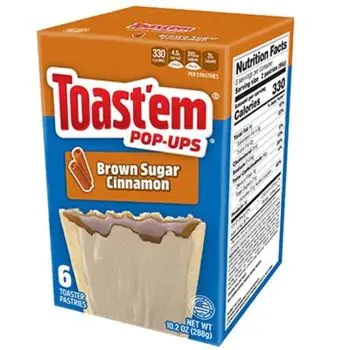 A box of Brown Sugar Cinnamon flavoured Pop Tarts, American sweets imported to the UK
