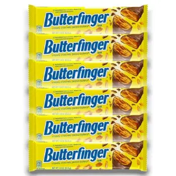American Sweets - A pack of 6 Butterfingers, the crispy, crunchy, peanut buttery American Candy Bar.