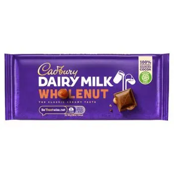 A sharing size Cadbury Dairy Milk chocolate bar filled with whole hazelnuts!