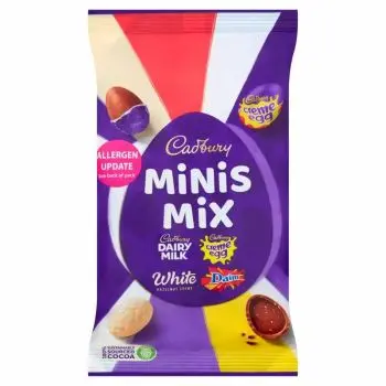 Easter Sweets - A share size bag of Cadbury Mini Eggs, Assorted flavours including creme egg, daim, dairy milk and whote hazelnut.
