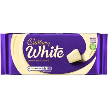 A sharing size bar of Cadbury creamy white chocolate