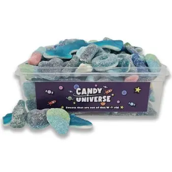 Candy Universe Tub of Blue Mix, Assorted blue jelly and fizzy sweets