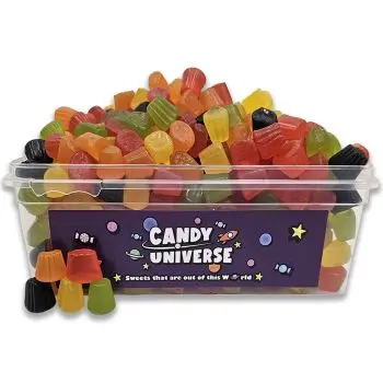A retro Candy Universe Sweet Tub filled with midget gems