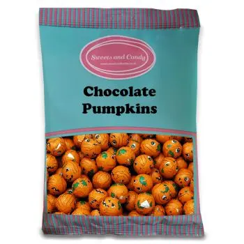 Halloween themed chocolate pumpkins in a bulk 1kg bag