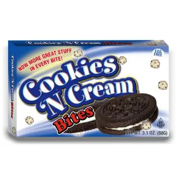 American Sweets - Cookie and cream flavour cookie dough bites in a handy theatre box