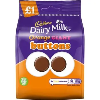 Cadbury Giant Orange chocolate buttons, milk chocolate with infused orange oil