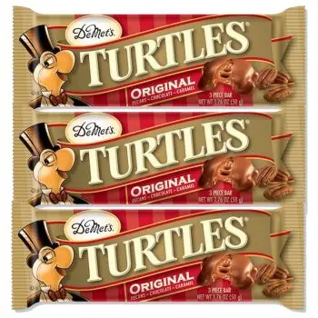 American Sweets - A pack of 3 Demets Turtles, American candy bars made from chocolate, pecans and caramel!