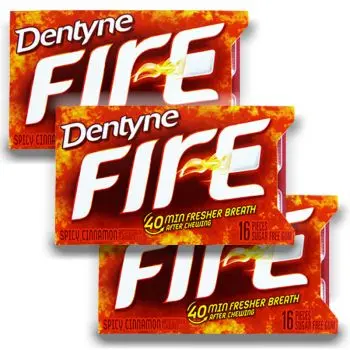 American Sweets - A pack of 3 Dentyne Fire cinnamon flavour American chewing gum