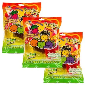 A pack of 3 bags of Ju-C jelly fruits viral jelly snacks