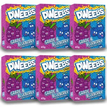 American Sweets - 6 boxes of grape and blueberry chewy Dweebs American candy