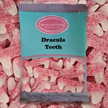 Halloween Sweets - Fizzy Dracula Teeth  - 1Kg Bulk bag of spooky fruit flavour fizzy gummy sweets shaped like vampire fangs!