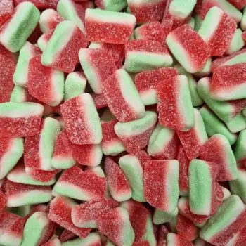 Fizzy Watermelon Slices 3kg - A bulk 3kg bag of fizzy watermelon flavour and shaped sweets