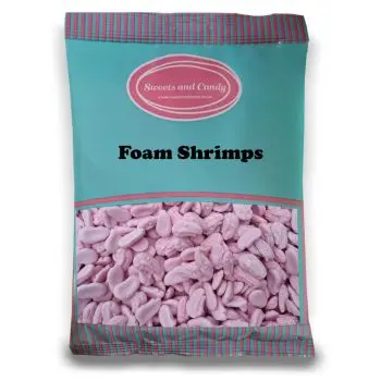 Foam Shrimps - A 1kg bag of raspberry flavour foam sweets