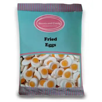 Fried Eggs - 1Kg Bulk bag of retro fruit flavour jelly sweets shaped like eggs.