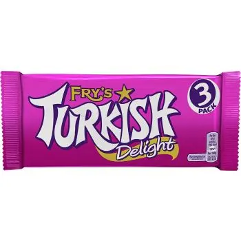 Frys Turkish delight bars consisting of rose flavour Turkish delight covered in chocolate