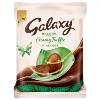 Galaxy Hazelnut Truffle Easter Mini Eggs in a share size bag.