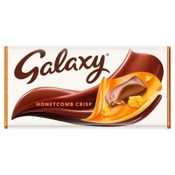 Smooth Galaxy chocolate with crispy honeycomb pieces, similar to cinder toffee sweets