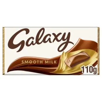 A share size chocolate bar of smooth galaxy milk chocolate