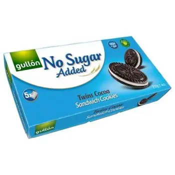 Gullon Twins chocolate sandwich biscuits with no added sugar