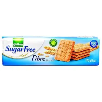 A packet of sugar free biscuits rich in fibre with a malt taste
