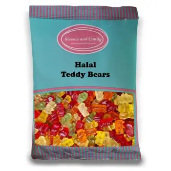 Halal Pick and Mix Sweets - 1kg Bulk bag of Halal Teddy Bears, fruit flavour jelly sweets in the shape of cute teddy bears.