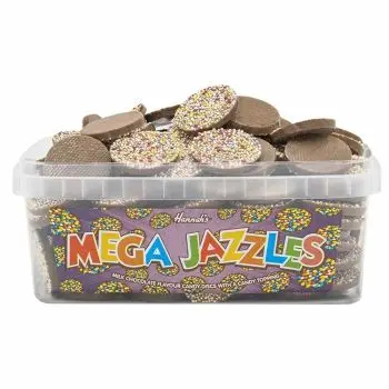 Pick and Mix Sweets - A full tub of Chocolate flavour candy disc sweets with sprinkles on top