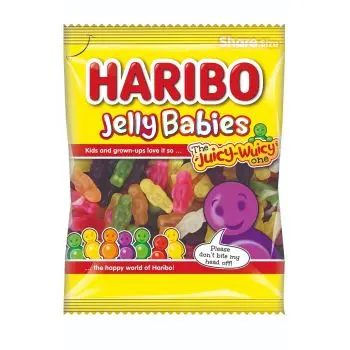 Haribo jelly sweets in the shape of jelly babies and fruit flavour sweets