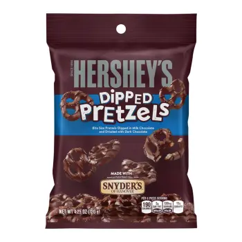 Snyders pretzels dipped in Hershey's Milk chocolate imported from America