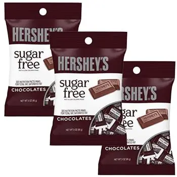 American Sweets - A pack of 3 Hersheys sugar free milk chocolates in a peg bag, imported from America!