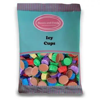 Icy Cups - 500g Bulk bag of retro colourful foil cups holding a delicious mixture of chocolate and hazelnut
