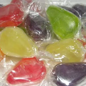 wrapped large pear drop boiled sweets in assorted colours