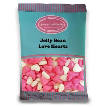 Jelly Bean Love Hearts - 1Kg Bulk bag of retro pink and white jelly sweets in the shape of hearts