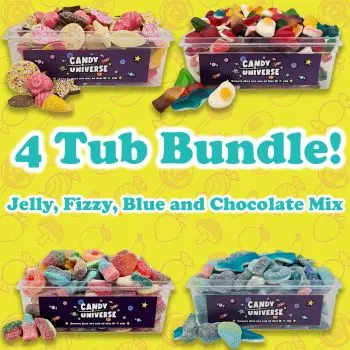 Candy Universe Jelly, Fizzy, Blue Chocolate Mix - 4 Tub Bundle