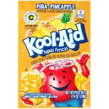 A sachet of Pineapple Kool Aid, a drink powder imported from America.