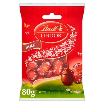 Lindt Lindor mini eggs, foiled wrapped mini eggs with melting lindor centres