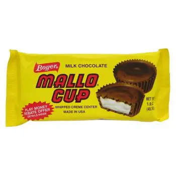 American Sweets - Mallo Cups, made with milk chocolate and a whipped creme centre