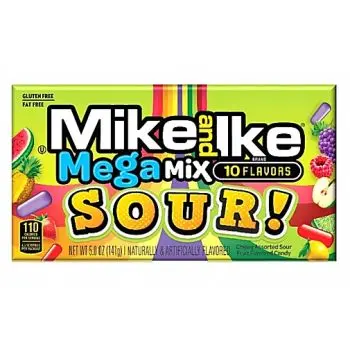 An American theatre box full of sour Mike and Ike American sweets