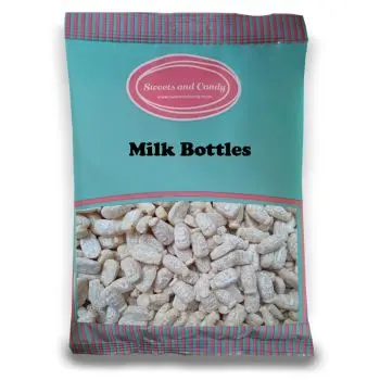 Barratts Milk Bottles - 1Kg Bulk bag of retro milk flavour, gummy sweets, dusted in icing sugar