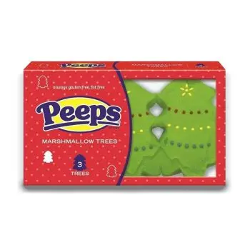 A pack of 3 Peeps marshmallow Christmas trees