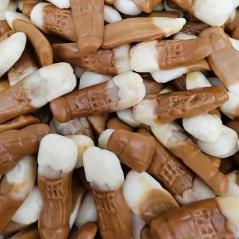 Jelly sweets in the shape of pints of beer, that taste and smell of beer too in a bulk 3kg bag!