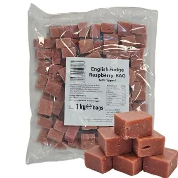 Raspberry Fudge in a bulk 1kg bag