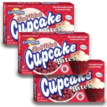 American Sweets - A pack of 3 Red Velvet Cupcake Bites, bitesize American candy cupcake morsels in creamy red frosting
