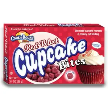 American Sweets - Red Velvet Cupcake Bites, bitesize American candy cupcake morsels in creamy red frosting