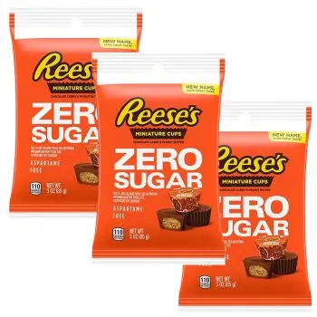 American Sweets - A pack of 3 Sugar free Reese's peanut butter cups in a handy peg bag!