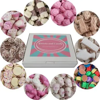 A variety of chocolate sweets in our Sweets and Candy hamper box!